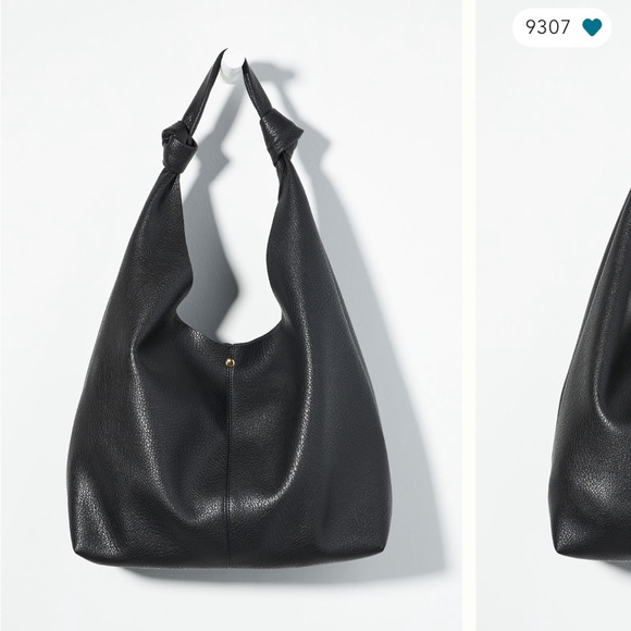 Anthropologie Black Leather Knot-Top Shoulder Bag - Picture 3 of 8